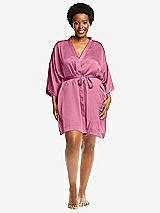 Alt View 1 Thumbnail - Orchid Pink Short Whisper Satin Robe