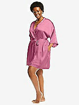 Alt View 2 Thumbnail - Orchid Pink Short Whisper Satin Robe