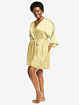 Alt View 2 Thumbnail - Pale Yellow Short Whisper Satin Robe