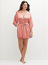 Front View Thumbnail - Rose - PANTONE Rose Quartz Short Whisper Satin Robe