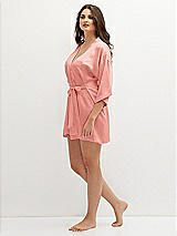 Side View Thumbnail - Rose - PANTONE Rose Quartz Short Whisper Satin Robe