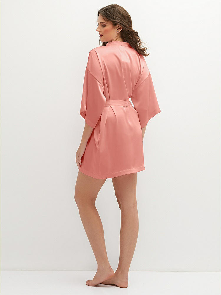 Back View - Rose - PANTONE Rose Quartz Short Whisper Satin Robe