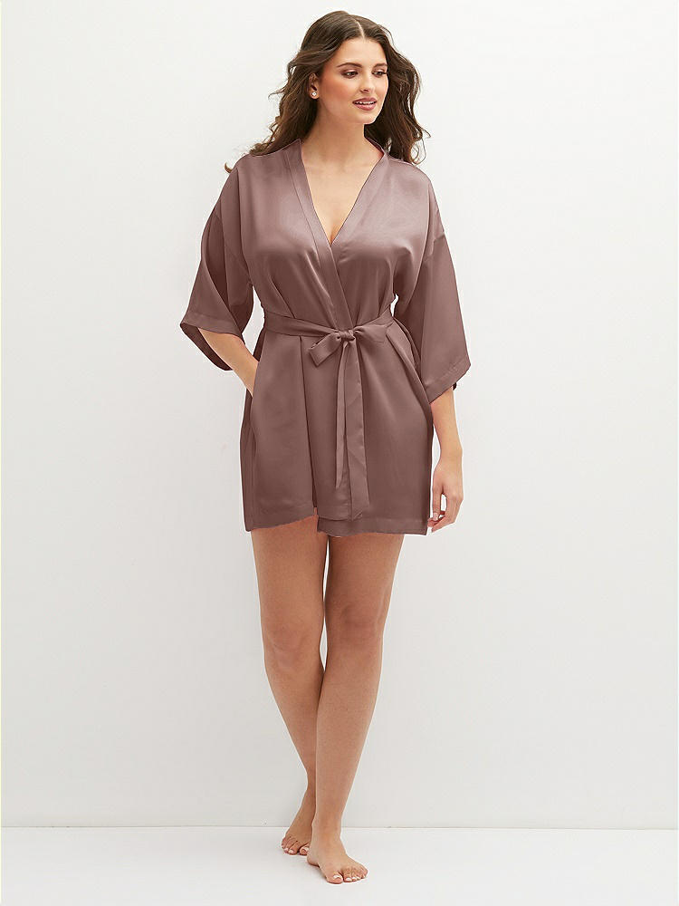 Front View - Sienna Short Whisper Satin Robe