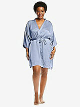 Alt View 1 Thumbnail - Sky Blue Short Whisper Satin Robe