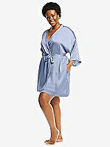 Alt View 2 Thumbnail - Sky Blue Short Whisper Satin Robe