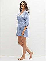 Side View Thumbnail - Sky Blue Short Whisper Satin Robe