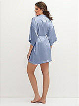 Rear View Thumbnail - Sky Blue Short Whisper Satin Robe