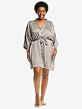 Alt View 1 Thumbnail - Taupe Short Whisper Satin Robe