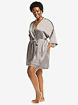 Alt View 2 Thumbnail - Taupe Short Whisper Satin Robe