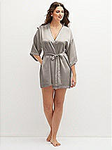 Front View Thumbnail - Taupe Short Whisper Satin Robe