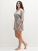 Side View Thumbnail - Taupe Short Whisper Satin Robe