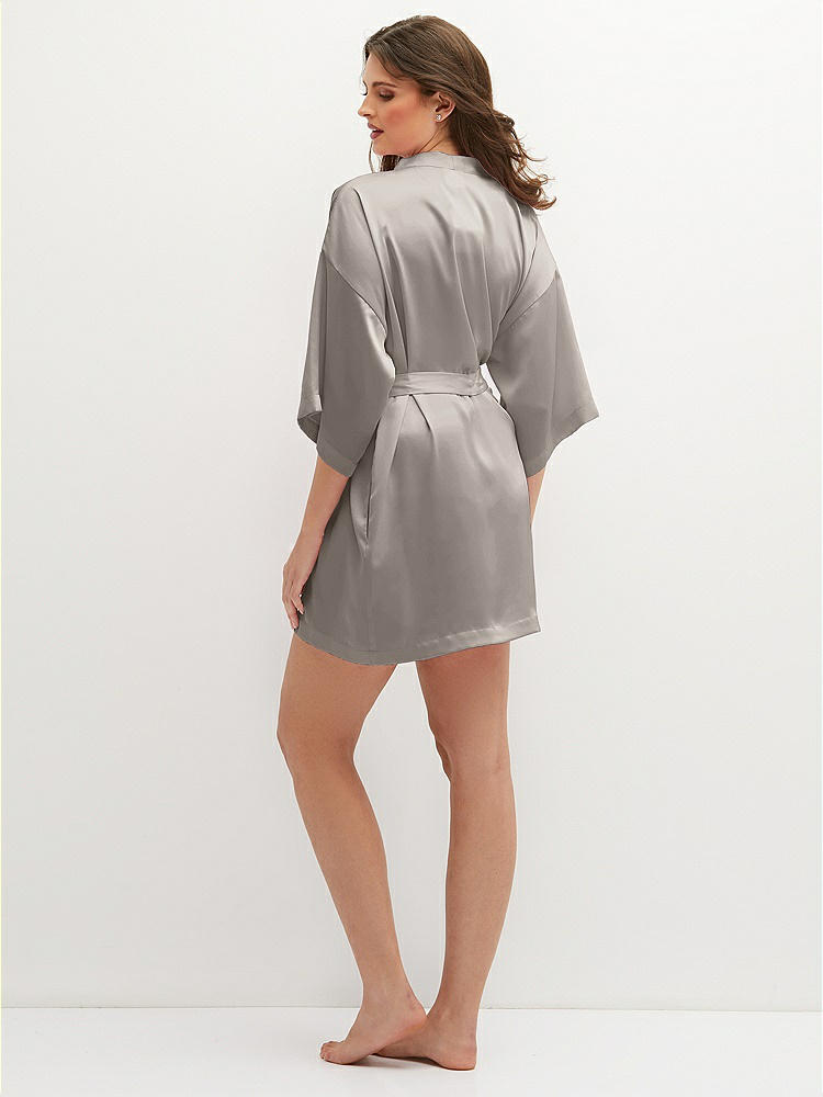 Back View - Taupe Short Whisper Satin Robe