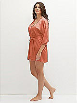 Side View Thumbnail - Terracotta Copper Short Whisper Satin Robe