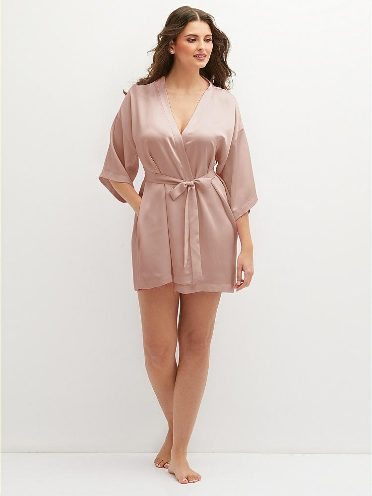 Front View - Toasted Sugar Short Whisper Satin Robe