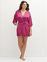 Front View Thumbnail - Tea Rose Short Whisper Satin Robe