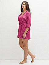 Side View Thumbnail - Tea Rose Short Whisper Satin Robe