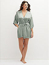 Front View Thumbnail - Willow Green Short Whisper Satin Robe