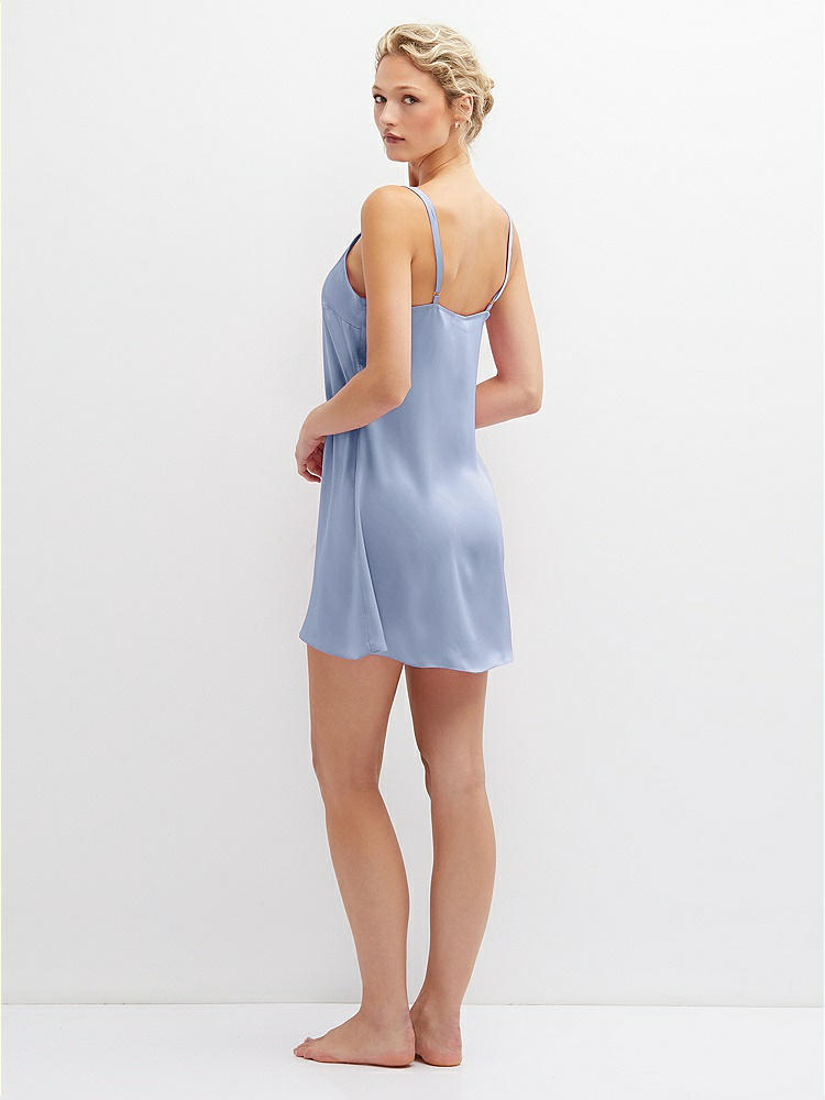 Back View - Sky Blue Short Whisper Satin Slip