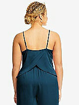 Alt View 2 Thumbnail - Atlantic Blue Split Back Whisper Satin Cami Top