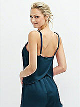 Rear View Thumbnail - Atlantic Blue Split Back Whisper Satin Cami Top