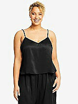 Alt View 1 Thumbnail - Black Split Back Whisper Satin Cami Top