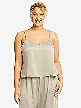 Alt View 1 Thumbnail - Champagne Split Back Whisper Satin Cami Top