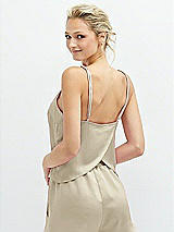 Rear View Thumbnail - Champagne Split Back Whisper Satin Cami Top