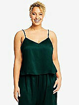 Alt View 1 Thumbnail - Evergreen Split Back Whisper Satin Cami Top