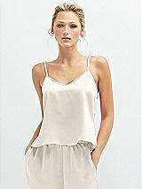 Front View Thumbnail - Ivory Split Back Whisper Satin Cami Top