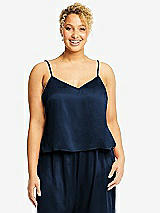 Alt View 1 Thumbnail - Midnight Navy Split Back Whisper Satin Cami Top