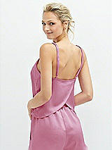 Rear View Thumbnail - Powder Pink Split Back Whisper Satin Cami Top