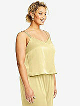 Side View Thumbnail - Pale Yellow Split Back Whisper Satin Cami Top