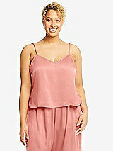 Alt View 1 Thumbnail - Rose - PANTONE Rose Quartz Split Back Whisper Satin Cami Top