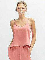 Front View Thumbnail - Rose - PANTONE Rose Quartz Split Back Whisper Satin Cami Top