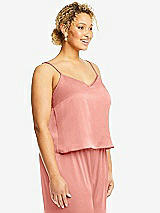 Side View Thumbnail - Rose - PANTONE Rose Quartz Split Back Whisper Satin Cami Top