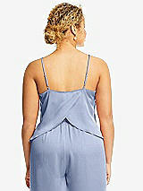 Alt View 2 Thumbnail - Sky Blue Split Back Whisper Satin Cami Top