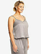 Side View Thumbnail - Taupe Split Back Whisper Satin Cami Top