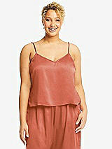 Alt View 1 Thumbnail - Terracotta Copper Split Back Whisper Satin Cami Top