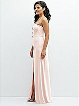 Side View Thumbnail - Blush Strapless Notch-Neck Crepe A-line Dress with Rhinestone Piping Bows