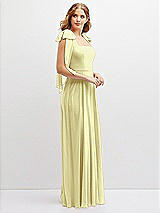 Side View Thumbnail - Butter Yellow Bow Shoulder Square Neck Chiffon Maxi Dress