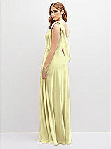 Rear View Thumbnail - Butter Yellow Bow Shoulder Square Neck Chiffon Maxi Dress