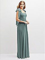 Side View Thumbnail - Icelandic Bow Shoulder Square Neck Chiffon Maxi Dress