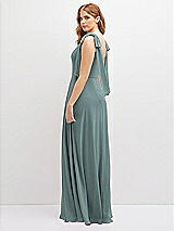 Rear View Thumbnail - Icelandic Bow Shoulder Square Neck Chiffon Maxi Dress