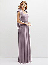 Side View Thumbnail - Lilac Dusk Bow Shoulder Square Neck Chiffon Maxi Dress