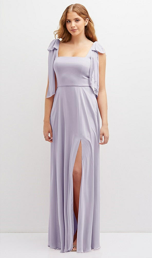 Front View - Moondance Bow Shoulder Square Neck Chiffon Maxi Dress