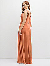 Rear View Thumbnail - Sweet Melon Bow Shoulder Square Neck Chiffon Maxi Dress