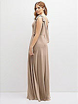 Rear View Thumbnail - Topaz Bow Shoulder Square Neck Chiffon Maxi Dress