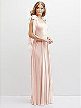 Side View Thumbnail - Blush Bow Shoulder Square Neck Chiffon Maxi Dress