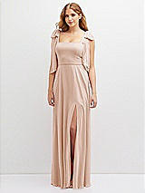 Front View Thumbnail - Cameo Bow Shoulder Square Neck Chiffon Maxi Dress