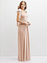 Side View Thumbnail - Cameo Bow Shoulder Square Neck Chiffon Maxi Dress